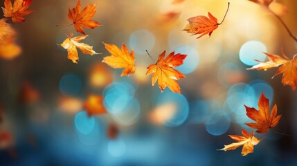 Wall Mural - Falling Autumn Leaves.