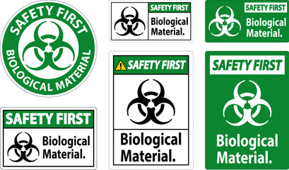Wall Mural - Safety First Label Biological Material Sign