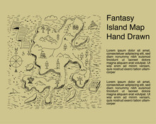 Fantasy Island Map Hand Drawn Illustration