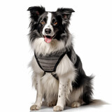 Fototapeta  - A Border Collie (Canis lupus familiaris) wearing a fringed sheepskin vest.