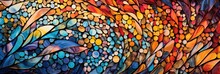 Closeup Of Intricate Details Of A Colorful Mosaic Artwork. Beauty Of Mosaics, Mastery Of Vibrant Colors, Creating Intricate Details, Complexity Of Design