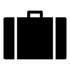 Black single office suitcase icon. Simple handbag or working luggage glyphs flat design illustration, pictogram vector for app web banner button ui ux interface elements isolated on white background