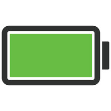 Black Green 100% Full Charge Line Icons, Simple Shape Battery Power Source Charging Flat Design Infographics Vector Pictogram, App Web Button Ui Interface Element Isolated On White Background