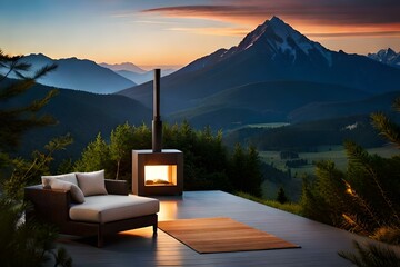 Wall Mural - sunset in the mountains