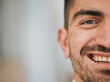 © Mumtaaz Dharsey/peopleimages.com - Happy, face and half portrait of man in office for career goals, success and professional company. Startup, smile and closeup of male worker with happiness for advertising, mockup and copy space
