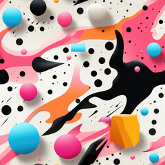 Naklejka na meble Memphis abstract seamless repeat pattern, modern colorful 3d
