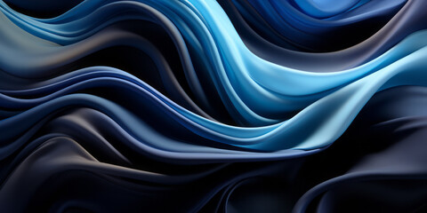 Poster - Dark blue color flow wave trendy background. Background for presentation, Copy space, backdrop. Colorful texture. Ai generative