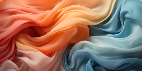 Fototapete - Color ribbon pattern background. Texture waves presentation backdrop. Ai generative