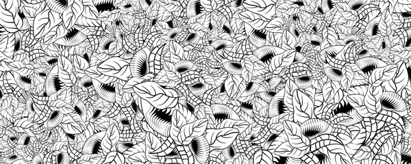 Wall Mural - black and white abstract floral pattern vector background