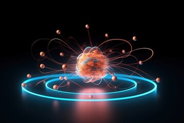 Wall Mural - atomic nucleus electrons neutrons protons. model shows that an atom is mostly empty space, with elec