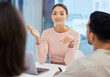 © Talia Mdlungu/peopleimages.com - Meeting, advice and business woman with clients in b2b planning, partner collaboration and discussion or consulting. Helping, support or advice of digital agency worker or people talking in interview