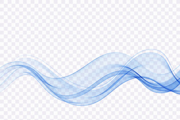 Abstract smooth transparent flow of smoky blue wave.