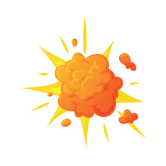 Wall Mural - Bomb Explosion Bright Orange Cloud Vector Illustration