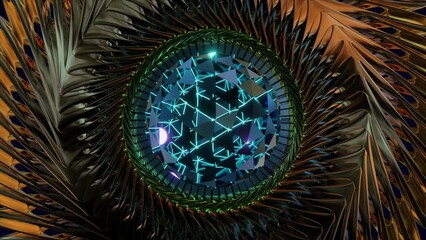 Wall Mural - abstract background 3d animation shiny futuristic composition made of geometric elements transforms 