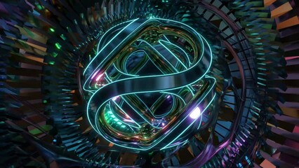 Wall Mural - abstract background 3d animation shiny futuristic composition made of geometric elements transforms 