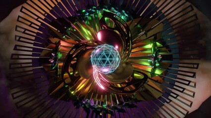 Wall Mural - abstract background 3d animation shiny futuristic composition made of geometric elements transforms 