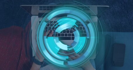 Poster - Animation of scope scanning over caucasian businessman using laptop