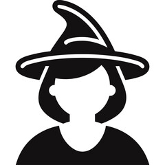 Poster - Woman wearing witch hat halloween costume single icon glyph svg vector pictogram