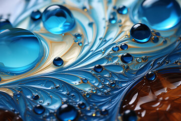 Aufkleber - A digital artwork featuring fluid and swirling patterns in shades of blue and gray,  Generative AI technology.