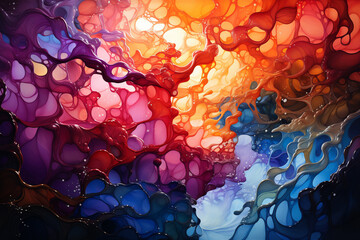 Fototapete - An abstract ink drawing with intricate patterns and flowing lines, reminiscent of rain cascading down and splashing against a surface, Generative AI technology.