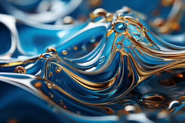 Aufkleber - A digital artwork featuring fluid and swirling patterns in shades of blue and gray,  Generative AI technology.