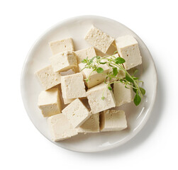 Canvas Print - plate of tofu cheese cubes