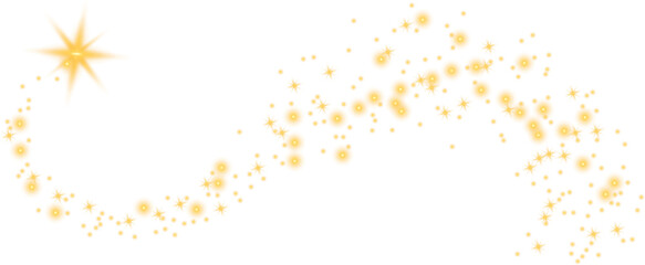 Poster - Glittering vector dust on a transparent background. Golden sparkling lights. Christmas Holiday glow particle. Magic star effect. Shine background. Festive party design. PNG image	
