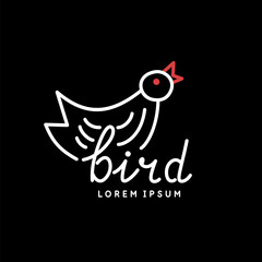 Poster - Minimalistic and stylish Bird emblem. Modern typography. Illustration with text in a fashionable simple style.