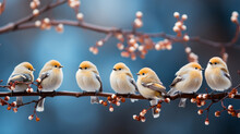 Small Birds Sitting On A Branch, Generative Ai