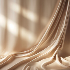 Poster - empty curtains stage light on beige background texture. mock up product display podium with generati