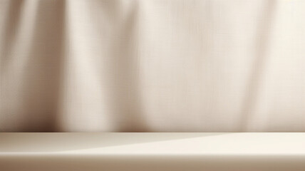 Poster - empty curtains stage light on beige background texture. mock up product with generative ai.