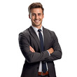 © Tony A - Handsome smiling young man with folded arms , Joyful cheerful businessman with crossed hands