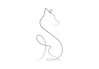 Poster - Continuous one line art of a dog vector illustration. Premium vector.