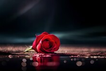 Red Rose On A Black Background Ai Generated