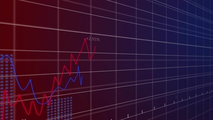 Poster - Animation of statistical data processing over grid network against purple gradient background
