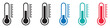 Set of temperature icons. Vector thermometer showing the temperature. Thermometer symbols, temperature scale, weather icons. The temperature from cold to hot. EPS 10.