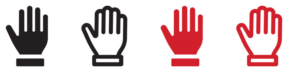 Fototapete - set of human hand palm icons. hand symbol, human hand silhouette. raised hand. vector.