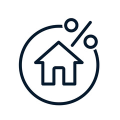 Mortgage concept. Percentage on home sales. Vector icon isolated on white background.