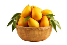 A Realistic Portrait Of Mango In A Basket, Isolated PNG