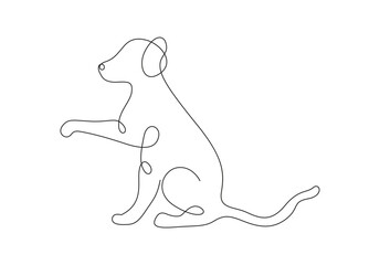 Silhouette of abstract dog as continuous one line drawing vector illustration. Premium vector.