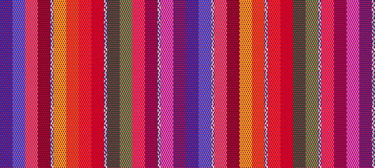 Poster - Blanket stripes seamless vector pattern. Background for Cinco de Mayo party decor or ethnic mexican fabric pattern with colorful stripes. Serape design.