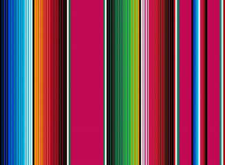 Poster - Blanket stripes seamless vector pattern. Background for Cinco de Mayo party decor or ethnic mexican fabric pattern with colorful stripes. Serape design.