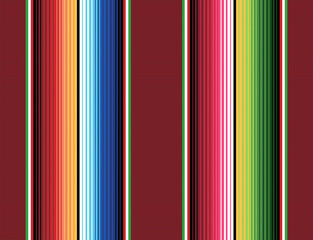 Aufkleber - Blanket stripes seamless vector pattern. Background for Cinco de Mayo party decor or ethnic mexican fabric pattern with colorful stripes. Serape design.