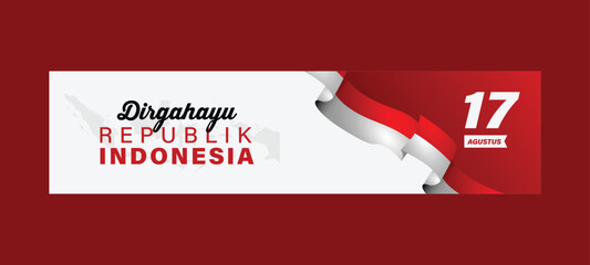 Wall Mural - Horizontal dirgahayu indonesia celebration banner or post social media design