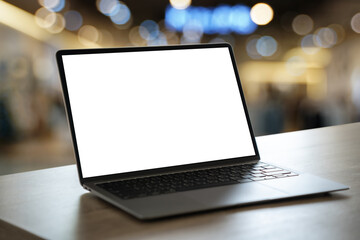 Poster -  man working Businessman using a desktop computer of the blank screen copyspace