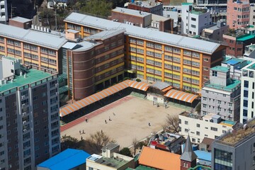 Wall Mural - School in South Korea. Generic elementary school building in Busan.