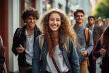 High School Students in the School Yard - Back to School - AI Generated