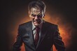 Evil Boss: Portrait of an Angry, Aggressive, and Nervous Businessman with Red Eyes of Rage. Negative and Emotional Person. Generative AI