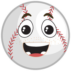 Wall Mural - baseball cartoon character with eyes and mouth