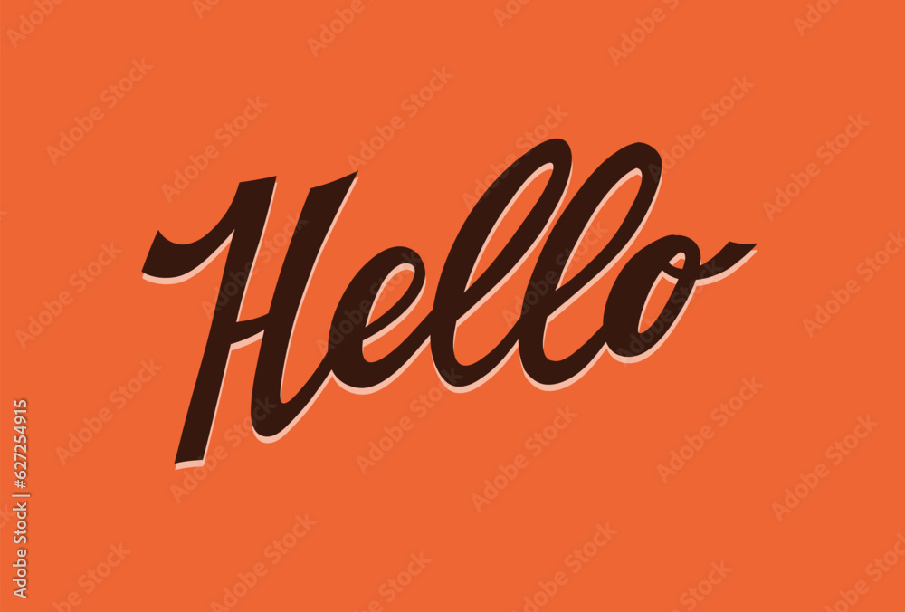 Hello lettering or calligraphy handwritten inscription. Hand drawn text ...